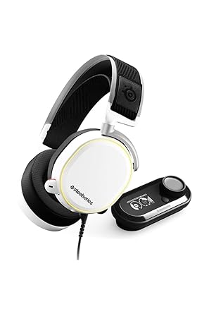 SteelSeries Arctis Pro + GameDAC Wired Gaming Headset - Certified Hi-Res Audio - Dedicated DAC and Amp - for PS5/PS4 and PC - White