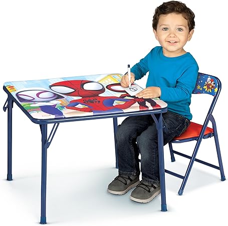 Spidey and His Amazing Friends Table & Chair Set for Toddlers 24-48M - 1 Table & 1 Chair, Sturdy Metal Construction, Table: 20