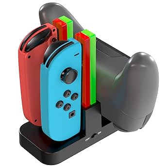 TALK WORKS Charging Dock for Nintendo Switch Joy-Cons & Pro Controller - Charger Base Remote Accessory LED Docking Station Compatible w/ Switch OLED