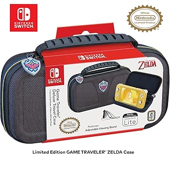 Game Traveler Zelda Nintendo Switch Lite Case - Switch Lite Carrying Case for Switch Lite & Travel Case, Adjustable Viewing Stand, Bonus Game Case & Deluxe Carry Handle, Licensed Nintendo game case