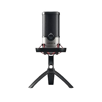 CHERRY UM 6.0 Advanced, USB Microphone for Streaming, Podcasts, Home Office, 2 Directional Patterns, Shock-Mount, Compatible with PC/Mac/PS4/PS5, Silver/Black