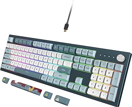 Montech MKey Mechanical Gaming Keyboard: Customizable RGB LED, Premium MDA Profile PBT Keycap, Hot-Swappable, Gateron G Yellow Pro 2.0 Pre-lubed Switches, Osaka Castle Theme, Freedom (MK105FY)