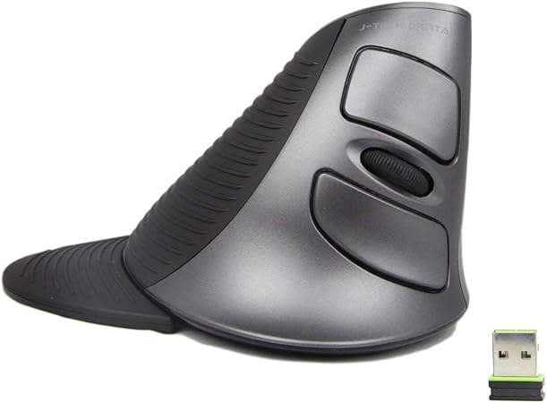 J-Tech Digital ® Scroll Endurance Wireless Mouse Ergonomic Vertical USB Mouse with Adjustable Sensitivity (600/1000/1600 DPI), Removable Palm Rest & Thumb Buttons - Reduces Hand/Wrist Pain