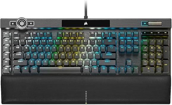 Corsair K100 RGB Optical-Mechanical Wired Gaming Keyboard - OPX Switches - PBT Double-Shot Keycaps - Elgato Stream Deck and iCUE Compatible - QWERTY NA Layout - Black