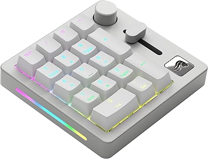 Glorious GMMK Mechanical Numpad- 10 Key USB Programmable Keypad - Hot Swappable, Volume Control, RGB Backlit, Wired & Wireless Bluetooth - Laptop & Keyboard Accessories- White