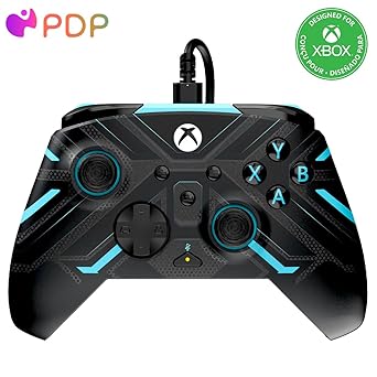 PDP REMATCH GLOW Advanced Wired Controller - Xbox Series X|S, Xbox One, & Windows 10/11 PC: Titan Steel (Blue, Glow in the Dark)