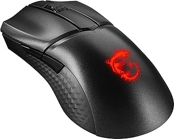 MSI Clutch GM31 Lightweight Wireless Ergonomic Gaming Mouse & Charging Dock, 12K DPI Optical Sensor, 60M Omron Switches, Fast-Charging 110Hr Battery, RGB Mystic Light, 5 Programmable Buttons, PC/Mac