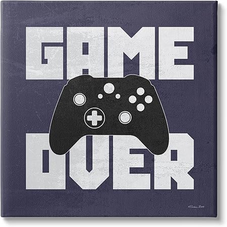 Stupell Industries Game Over Blue Controller Phrase Canvas Wall Art, Design by Susan Ball