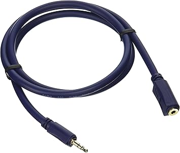 C2G 40607 Velocity 3.5mm M/F Stereo Audio Extension Cable, Blue (3 Feet, 0.91 Meters)