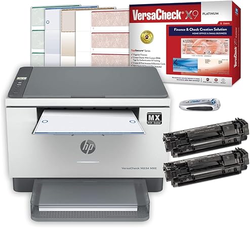 VersaCheck HP Laserjet M234 MXE MICR All-in-One Printer X9 Platinum 5-User Printing Software Bundle, White