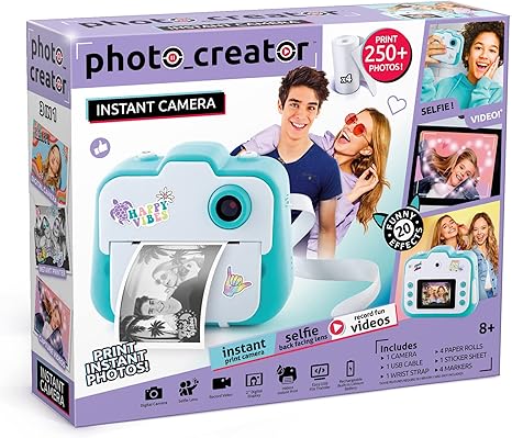 Canal Toys Photo Creator Instant Print Camera – Photo, Selfie and Video – Thermal Paper for 250 Photos – LCD Screen. 8+, Blue