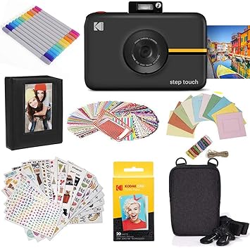 Zink Kodak Step Touch Instant Camera with 3.5” LCD Touchscreen Display,13MP 1080p HD Video (Black) Starter Bundle