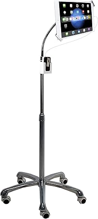 Gooseneck Floor Stand - CTA Heavy-Duty, Secure and Height-Adjustable Gooseneck Floor Stand for iPad 7th/ 8th/ 9th Gen 10.2