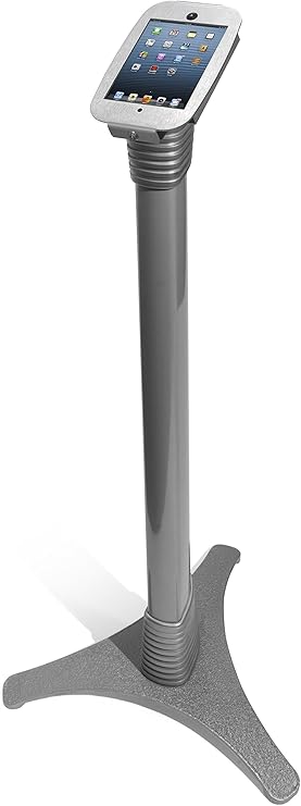 Maclocks 147S235SMENS Adjustable iPad Floor Stand with Locking Space Enclosure 39-45 Inches for iPad Mini (Silver)