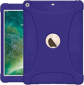 AMZER Rugged Silicone Skin Jelly Slim Protective Heavy Duty Shockproof Case for Apple iPad 9.7, Blue (AMZ202274)