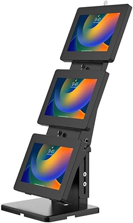 Triple Screen Kiosk – CTA Triple-Screen Adjustable Kiosk w/ 3 Universal Security Enclosures for Restaurants - iPad Air 11