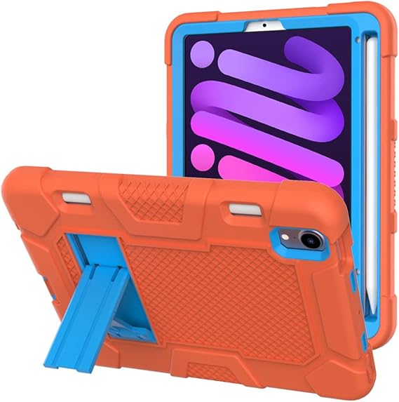 Case Compatible with iPad Mini6 2021 with Pen Holder and Silicon+ PC Stand Shockproof Protective Cases