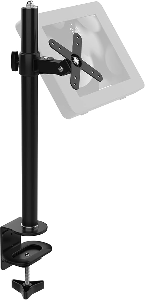 CTA Digital Single VESA Clamp Mount – Clamp Pole with Adjustable VESA Plates for Displays, Customized Delivery Service Solution - Black - (ADD-PVM)