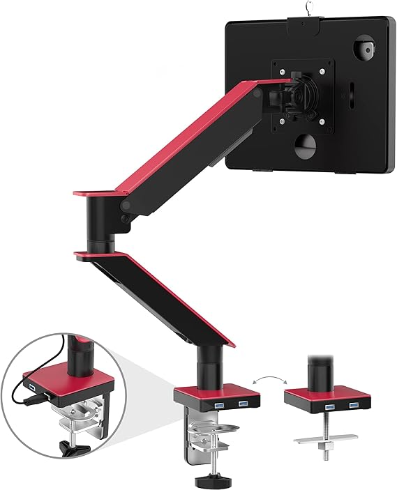 Adjustable Dual USB Monitor Tablet Mount - CTA Spring Arm Mount Enclosure for iPad Air 11