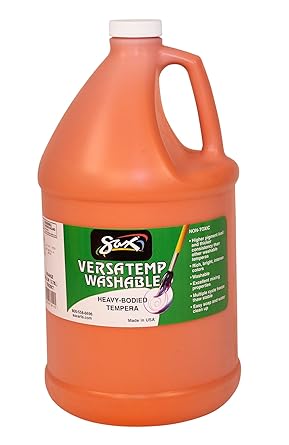 Sax Washable Versatemp Heavy Bodied Tempera Paint, Orange, 1 Gallon