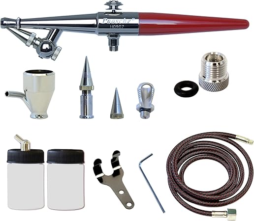 Paasche Airbrush H-Set Single Action Siphon Feed Airbrush Set , Red