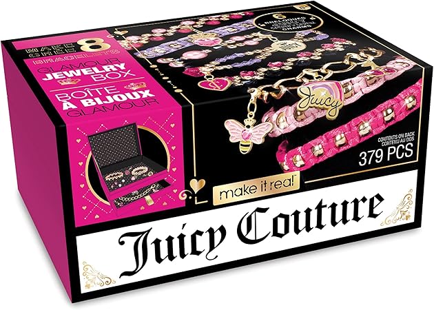 Make It Real Glamour Jewelry Set - Jewelry Box & Friendship Bracelet Kit with Beads, Chains & Charms for Girls & Teens - Ages 8+