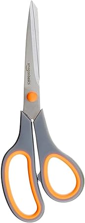 Amazon Basics Multipurpose, Comfort Grip, PVD Coated, Stainless Steel Office Scissors, Grey 1 pack