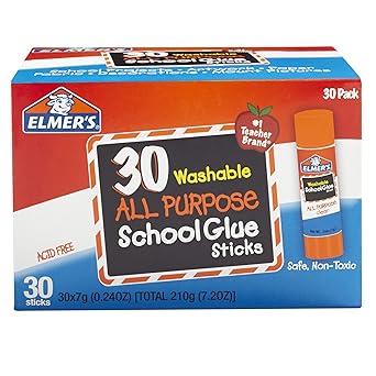 Elmer's All Purpose School Glue Sticks, Washable, 7 Grams, 30 Count