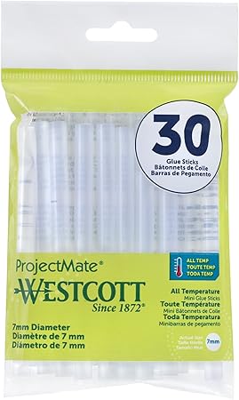 Westcott 16837 Premium All-Temperature Mini Glue Sticks for Hot Glue Gun, 30 Count (Pack of 1)