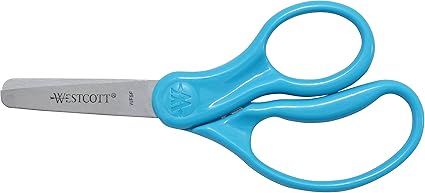 Westcott 15968 Right-Handed Scissors, Kids' Scissors, Ages 4-8, 5-Inch Blunt Tip, Blue