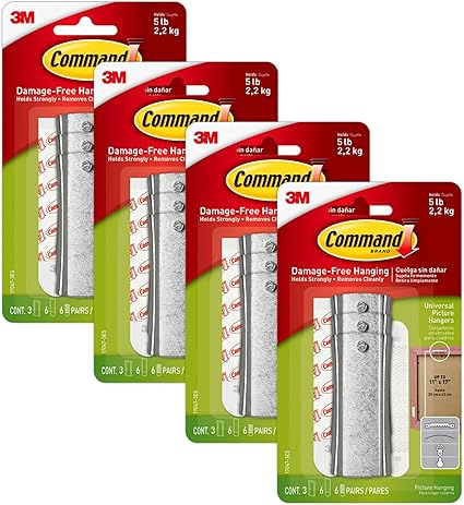 Command Large Universal Frame Hanger, 3 Picture Hangers with 6 Command Strips and 6 Frame Stabilizer Strips, Decorate Damage-Free