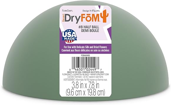 FloraCraft Floral Desert DryFōM Half Ball 3.8 Inch x 7.8 Inch Green