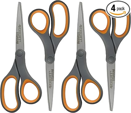 Westcott Titanium Bonded Scissors, Soft Handle, 8