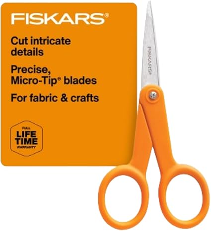 Fiskars Premier No. 5 Micro-Tip Orange-Handled Fabric Scissors - Double Loop Handle - Sewing and Craft Scissors - Orange