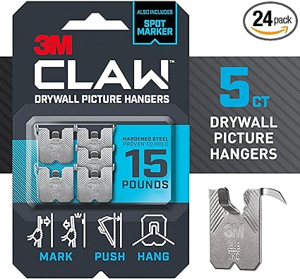 3PH15M-5ES Claw Drywall Picture Hangers & Markers, Holds 15-Lbs, 5-Pk. - Quantity 1