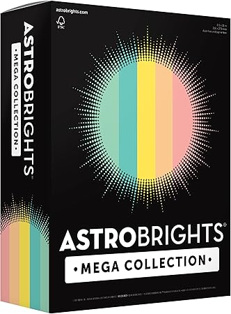 Astrobrights Mega Collection, Colored Cardstock, Punchy Pastel 5-Color Assortment, 320 Sheets, 65 lb./176 gsm, 8.5