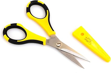 EK Tools Cutter Bee Precision Scissors, Small, Yellow and Black, Package Includes 1 Ergonomic Scissor and 1 Protective Safety Cover, For Cutting, Crafting, Paper, Herbs, and More