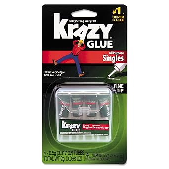 Krazy Glue, All Purpose Super Glue, Fine Tip, Singles (0.5g), 4 Count