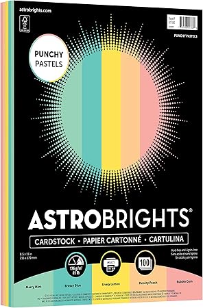 Astrobrights Punchy Pastel Assortment Cardstock, 8.5