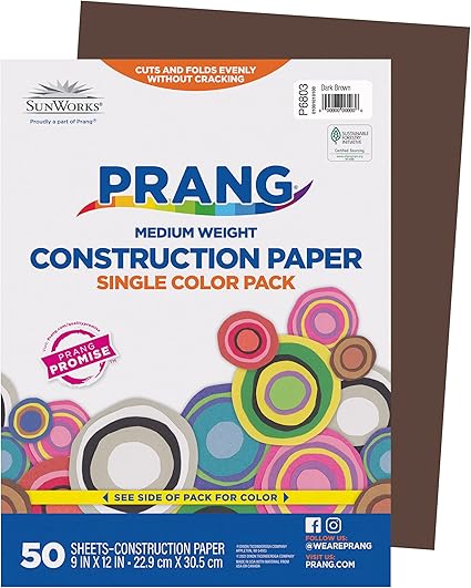 Prang (Formerly SunWorks) Construction Paper, Dark Brown, 9