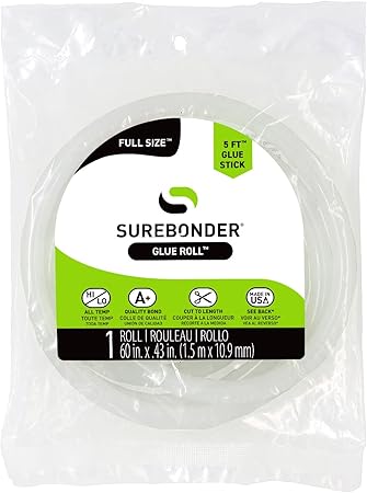 Surebonder RR-5 Full-Size Hot Glue Stick Roll, Clear, 60