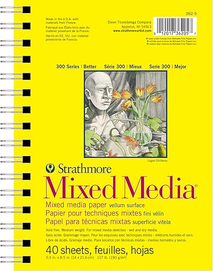 Strathmore 300 Series Mixed Media Paper Pad, Side Wire Bound, 5.5x8.5 inches, 40 Sheets (117lb/190g) - Artist Paper for Adults and Students - Watercolor, Gouache, Graphite, Ink, Pencil, Marker