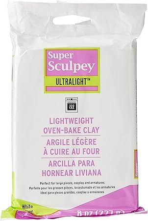 Polyform Super Sculpey Ultralight White, Lightweight, Non Toxic. Soft, Sculpting Modeling Polymer clay, Oven-bake clay, 8 oz bar. Great for all advanced sculptors, artists and cosplayers.