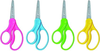 Westcott 13178 Left-Handed Scissors, Hard Handle Kids' Scissors, Ages 4-8, 5-Inch Pointed Tip