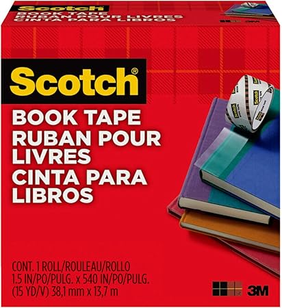 Scotch Book Tape, 1.5 in x 540 in, 1 Roll/Pack, Excellent for Repairing, Reinforcing Protecting, and Covering (845-150)