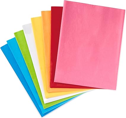 Hallmark Tissue Paper, 120 Sheets (Classic Rainbow, 8 Colors) for Birthdays, Easter, Mother's Day, Graduation, Gift Wrap, Crafts, DIY Paper Flowers, Tassel Garland and More