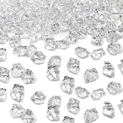 Fake Ice Cubes, 1000 Pcs Acrylic Vase Fillers for Centerpieces, 11 * 14 mm Crushed Diamond Ice Crystal Clear Plastic Rocks Fake Diamonds Clear Acrylic Gems for Decor Photography Prop