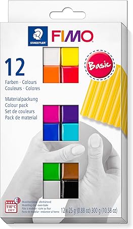 STAEDTLER FIMO Soft Polymer Clay - Oven Bake Clay for Jewelry, Sculpting, Crafting, 12 Assorted Colors, 8023 C12-1