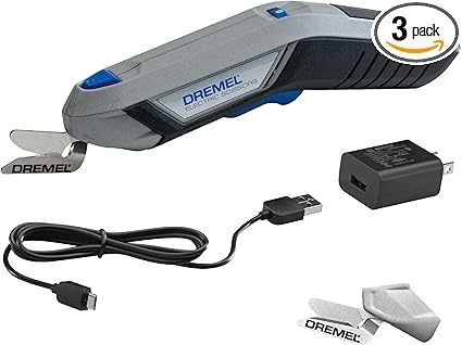 Dremel 4V Cordless Electric Scissors with USB Rechargeable Battery and Two Blade Attachments - Ideal for Cutting Cardboard, Fabric, and Paper, HSSC-01