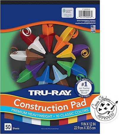 Tru-Ray® Heavyweight Construction Paper Pad, 10 Assorted Colors, 9